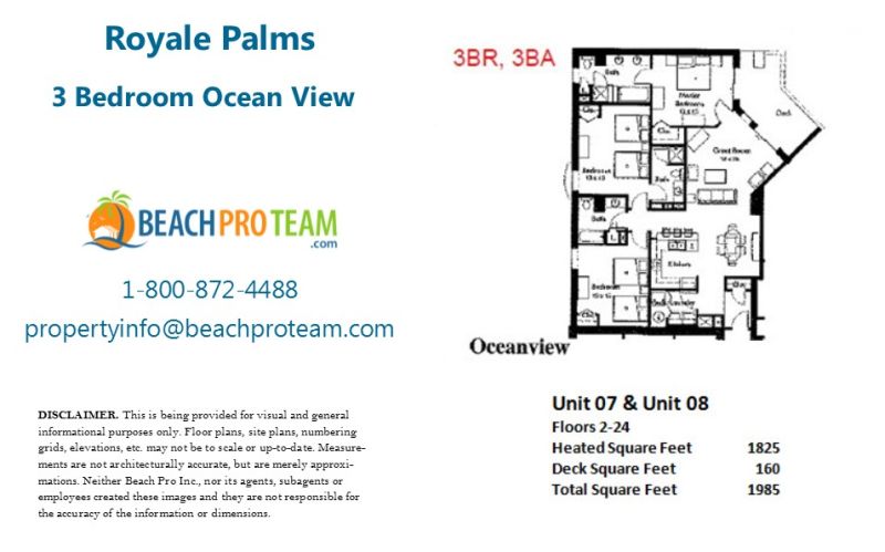 Royale Palms Floor Plan - 3 Bedroom Ocean View